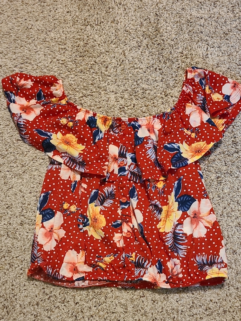 Floral Red Women's Top